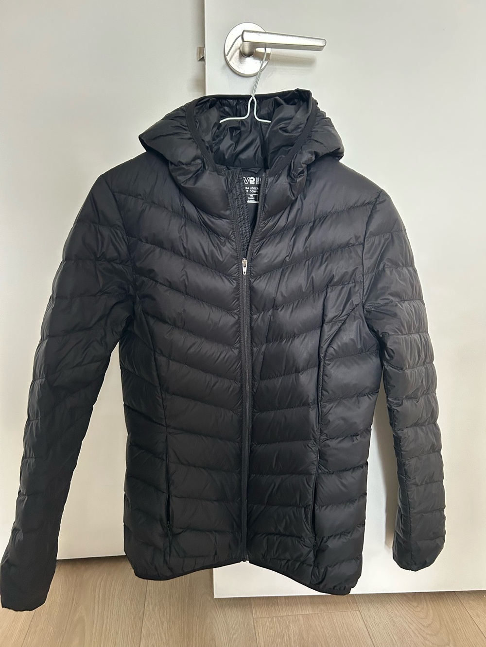 Black Hooded Lightweight Puffer Jacket